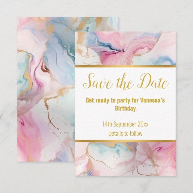ELEGANT MARBLE SWIRL RESPONSE RSVP CARD (Front/Back)