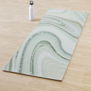 Elegant Marble Swirl Silver Glitter Sparkle Glam Yoga Mat