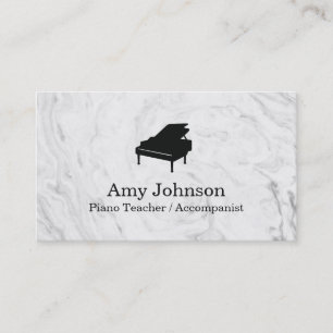 Elegant Marble Texture Piano Teacher Business Card