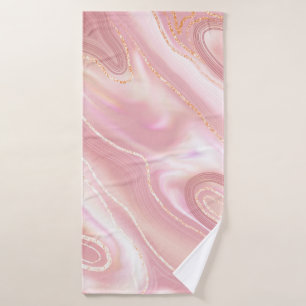 Elegant marble texture. Rose gold liquid shiny tex Bath Towel