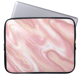 Elegant marble texture. Rose gold liquid shiny tex Laptop Sleeve