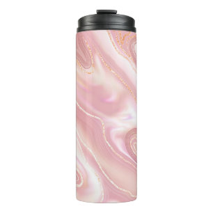 Elegant marble texture. Rose gold liquid shiny tex Thermal Tumbler