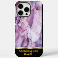 Elegant marble texture with purple and gold veins
