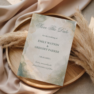 Elegant Marble Watercolor Save The Date