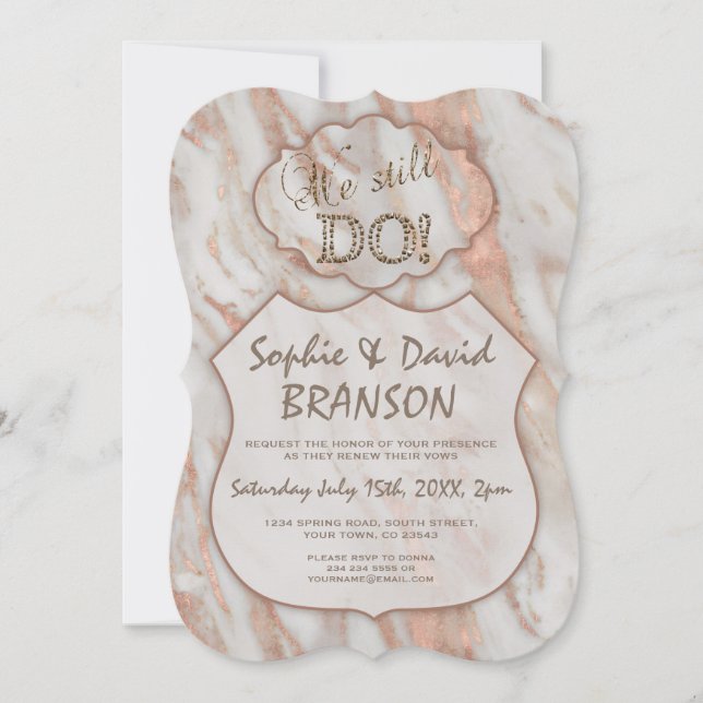 Elegant Marble We stll DO Renew the Vows Invite (Front)