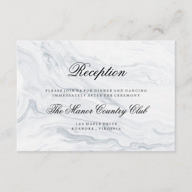 Elegant Marble Wedding Reception Enclosure Cards (Front)
