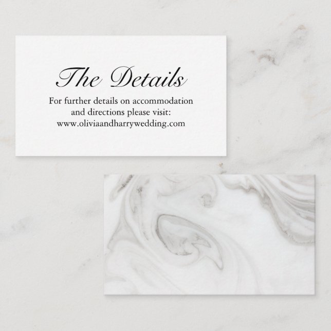 Elegant Marble Wedding Website Enclosure Card (Front/Back)