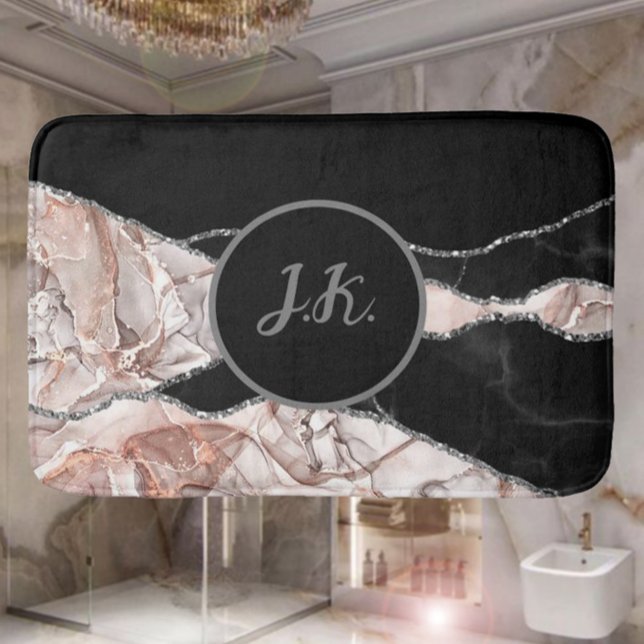 Elegant Marble White Dusty Silver Faux Foil Bath Mat (Creator Uploaded)