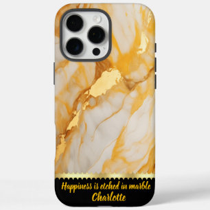 Elegant marble with golden veins and warm hues iPhone 16 pro max case