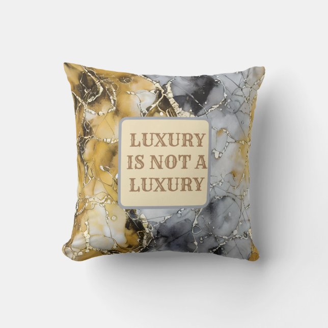 Elegant Marbled Gold and Grey Throw Pillow (Front)