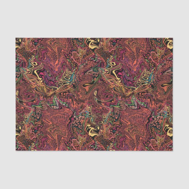 Elegant marbled tissue paper, warm autumn swirls tissue paper (Front)