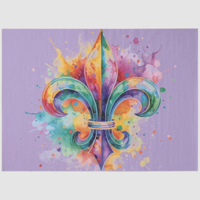 Elegant Mardi Gras Colours Decoupage Tissue Paper (Front)