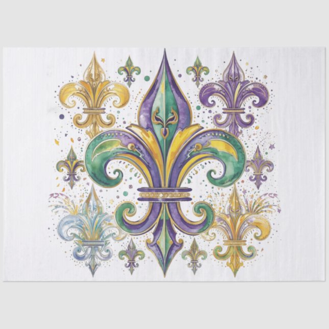 Elegant Mardi Gras Colours Decoupage Tissue Paper (Front)