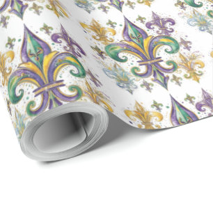 Elegant Mardi Gras Colours Decoupage Wrapping Paper
