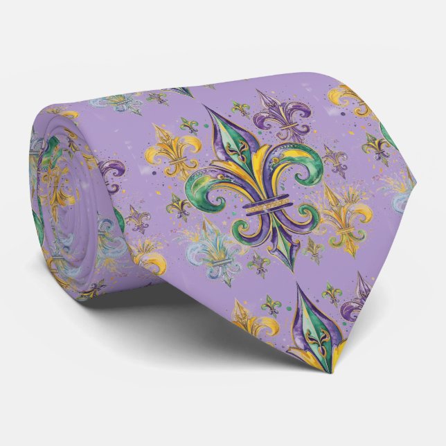 Elegant Mardi Gras Colours Tie (Rolled)