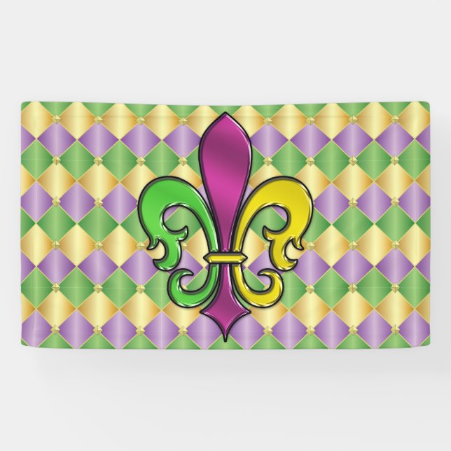 Elegant Mardi Gras Fleur De Lis Design Banner (Horizontal)