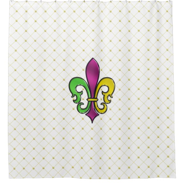 Elegant Mardi Gras Fleur De Lis Design Shower Curt Curtain (Front)