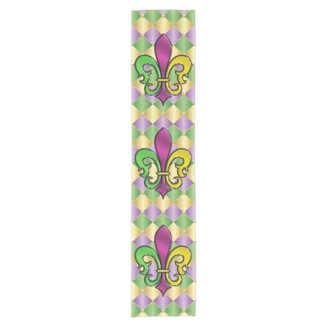 Elegant Mardi Gras Fleur De Lis Design Table Runne Short Table Runner (Front)