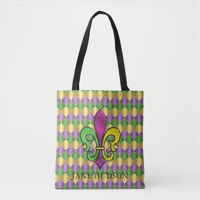 Elegant Mardi Gras Fleur De Lis Design Tote (Front)