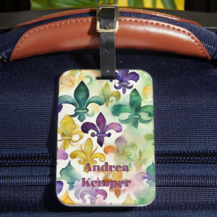 Elegant Mardi Gras Watercolor Luggage Tag