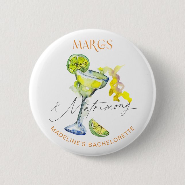 Elegant Margs & Matrimony Bachelorette Weekend 6 Cm Round Badge (Front)