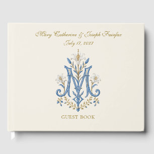 Elegant Marian Catholic Wedding Traditional Guest Book