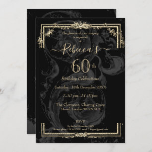 Elegant Marie Antoinette on black french inspired  Invitation