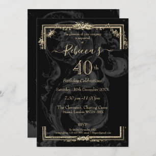 Elegant Marie Antoinette on black french inspired Invitation