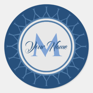 Elegant marine monogram intense! classic round sticker