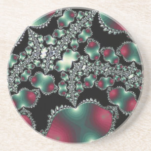 Elegant Maroon and Green Coaster