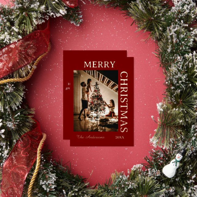  Elegant Maroon and rosegold  Foil Holiday Card (Insitu)