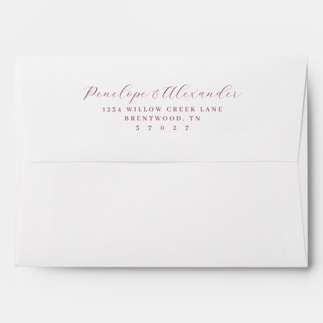 Elegant Maroon Calligraphy Envelope (Back (Top Flap))