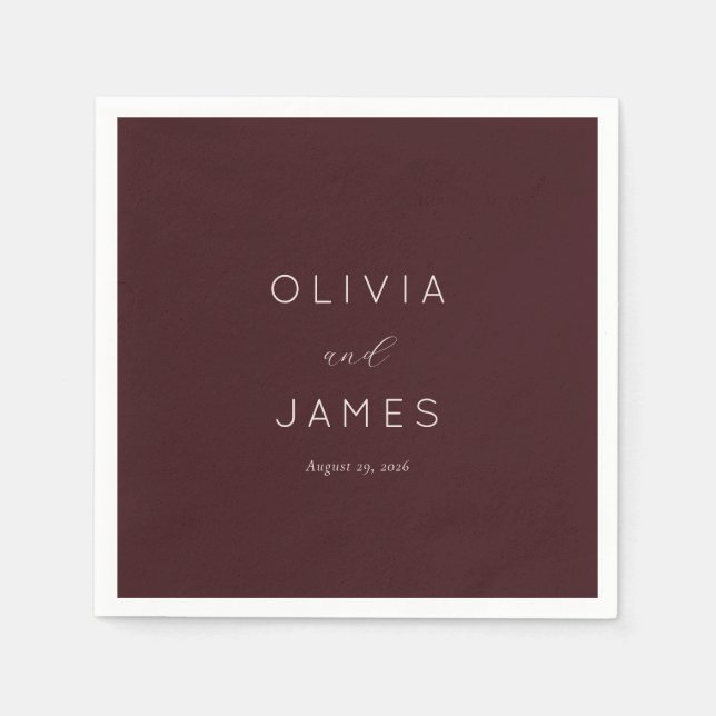 Elegant Maroon Calligraphy Napkin (Front)