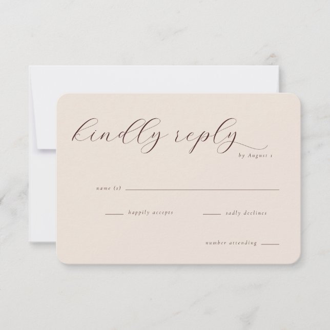 Elegant Maroon Calligraphy RSVP Card (Front)