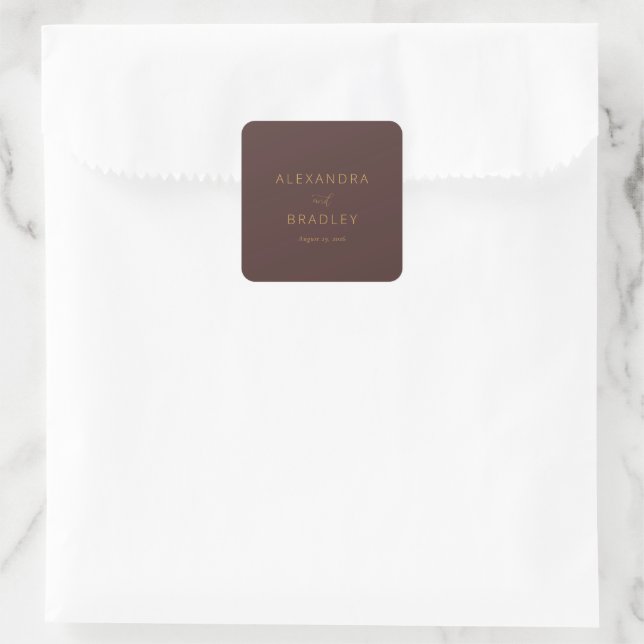 Elegant Maroon Calligraphy Square Sticker (Bag)