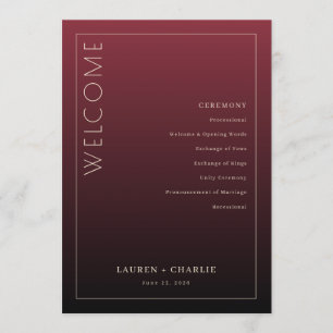 Elegant Maroon Ceremony Schedule Program