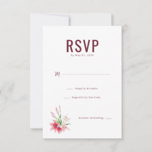 Elegant Maroon Floral RSVP Card