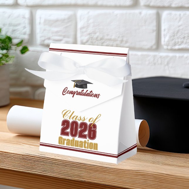 Elegant Maroon Gold Class of 2026 Graduation Favour Box (Creator Uploaded)