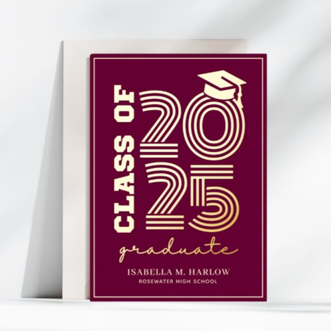 Elegant Maroon Gold Graduation Announcement (Creator Uploaded)