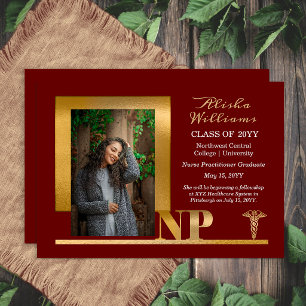 Elegant Maroon Gold NP Nurse Practitioner Announcement