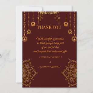 Elegant Maroon & Gold Thank You Card