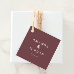 Elegant Maroon Minimalist Gratitude Favour Tags
