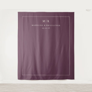 Elegant Maroon Minimalist Initials Tapestry