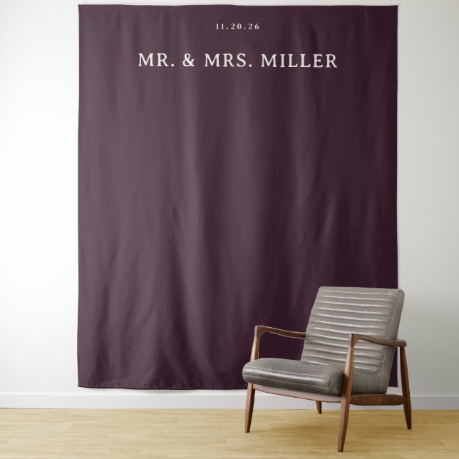 Elegant Maroon Minimalist Invitation Tapestry (In Situ)