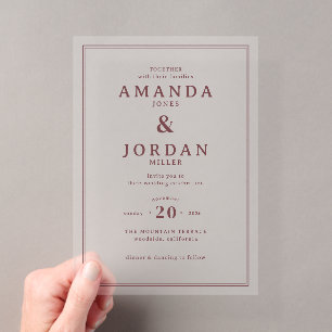 Elegant Maroon Minimalist Wedding Invitation