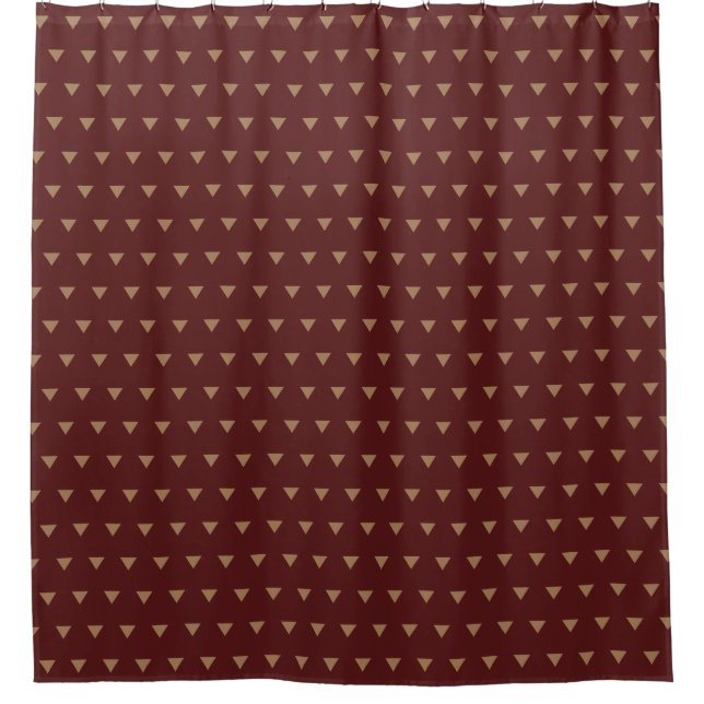 Elegant Maroon Modern Geometric Triangles Pattern Shower Curtain (Front)