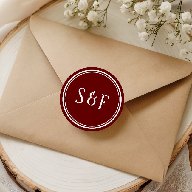 Elegant Maroon Monogram Envelope Seal (Creator Uploaded)