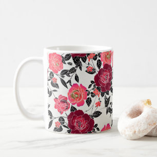 Elegant Maroon Pink Burgundy Rose Flower Coffee Mug