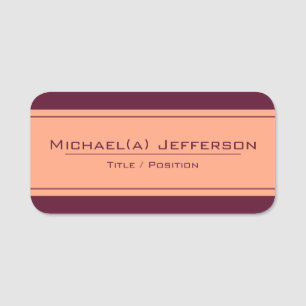 Elegant Maroon Red & Tranquil Peach: Modern Style Name Tag