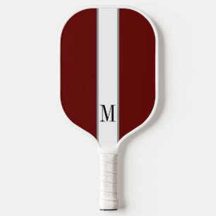 Elegant Maroon Red White Monogram Personalised Pickleball Paddle